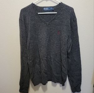 Polo by Ralph Lauren Men's Long-sleeve Sweater Dark Gray Lambs Wool size Medium